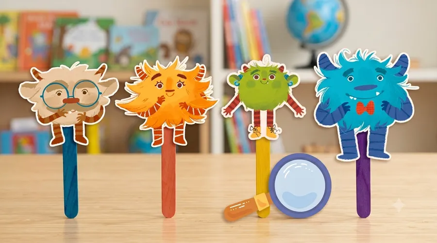Dandoun family stick puppets